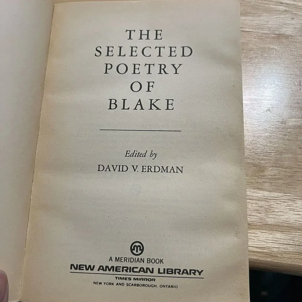 The Selected Poetry of Blake edited by‎ David V. Erdman 1981 PB